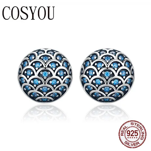 

COSYOU Genuine 100% 925 Sterling Silver Legend Of The Sea Clear CZ Small Stud Earrings for Women Sterling Silver Jewelry SCE239
