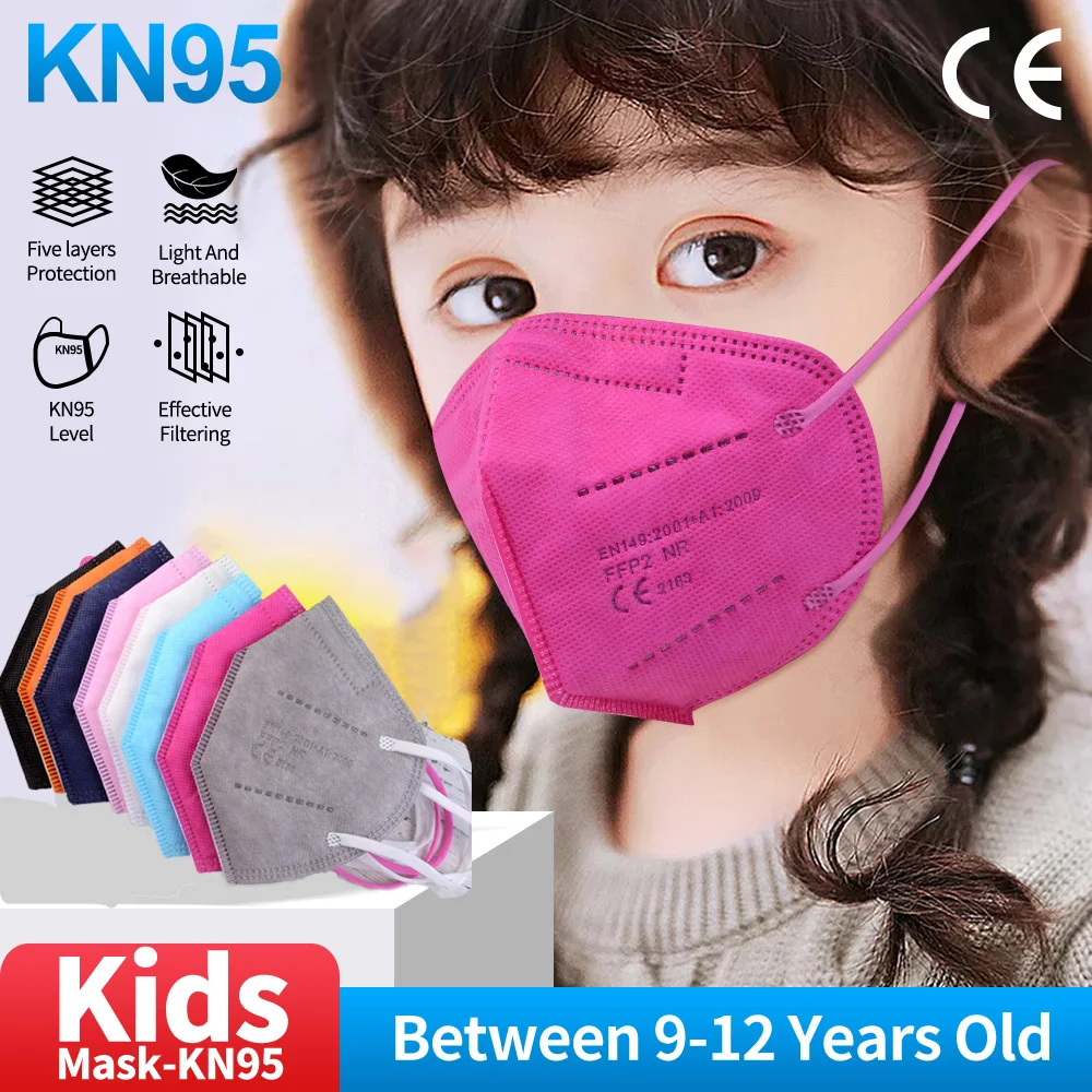 Precio reducido Mascarilla higiénica kn95 para niños, máscara FFP2 de Color, fp2, para niños de 9 a 12 años jYQOMERX6LL
