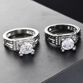 

L'amour&ma Simple Style Crystal Rings 2 Color Punk Hollow Rings for Women Jewelry Accessories Female Bijuterias