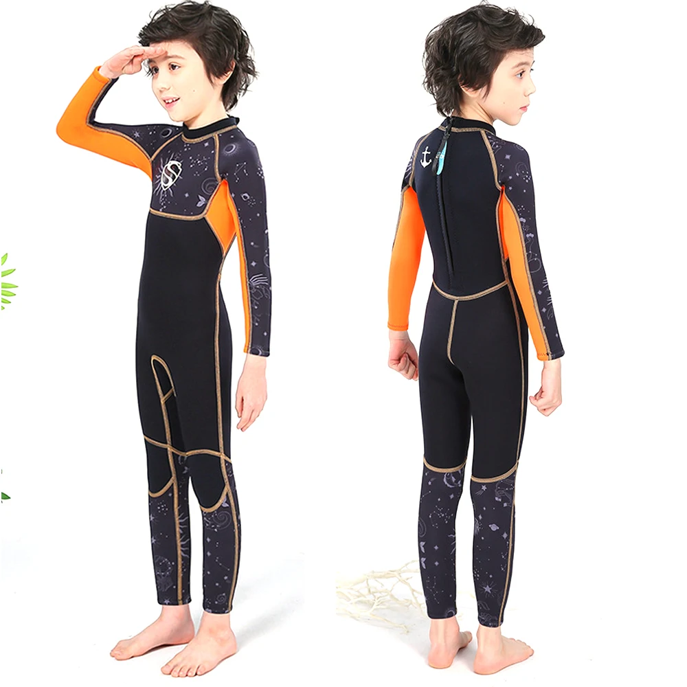 

2.5MM Boys Neoprene Wetsuit Diving Suits Long Sleeves Wetsuit Surfing Snorkeling One Pieces Rash Guards