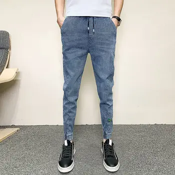 

2020 New Korean Version Of Spring And Summer Personality Trendy Men's Self-cultivation Retro Distressed Nine-point Jeans