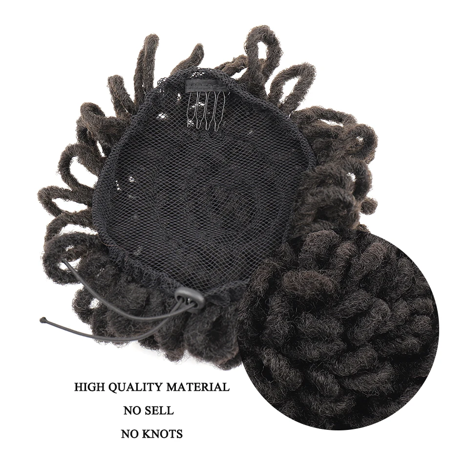 LUPU-moño de pelo Afro Puff sintético para mujeres negras, coleta con cordón, trazos de imitación, piezas de cabello de cola de caballo
