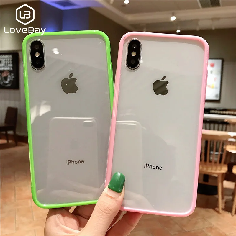 

Lovebay Transparent Candy Color Case For iPhone 11 Pro X XR XS Max Soft TPU Acrylic Plain Phone Cases For iphone 6 6S 7 8 Plus X