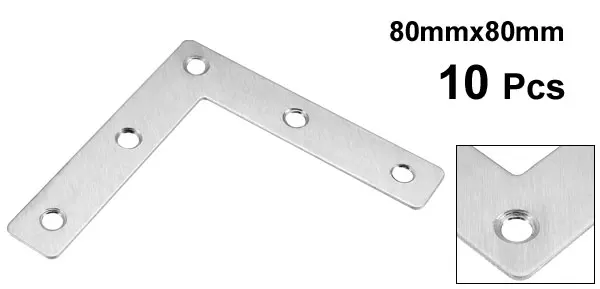 10pcs 80x80mm Silver Uxcell плоская пластина L угловые скобки ремонтный кронштейн - Цвет: 10pcs 80x80mm Silver