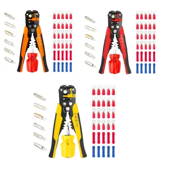 

Adjustable Automatic Cable Wire Crimper and Wire Stripper Tool Kit +6 in 1 Adjust screwdriver+30pcs Insulation terminal
