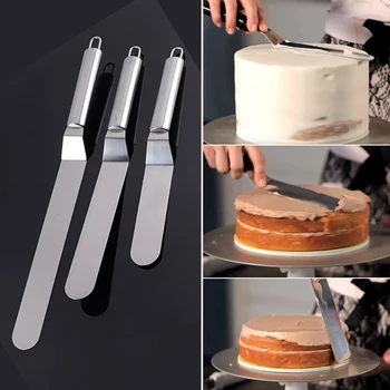 

6/8/10inch Shape Curved Cake Icing Spatula Handle Stainless Steel Cake Cream Scraper Knife Baking Pastry Tools Kitchen Gadgets