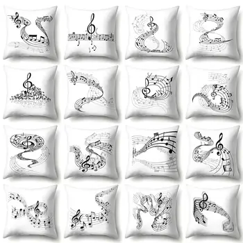 

4Pcs Music Note Pattern Throw Pillow Cover Cushion Case Home Car Bed Decoration