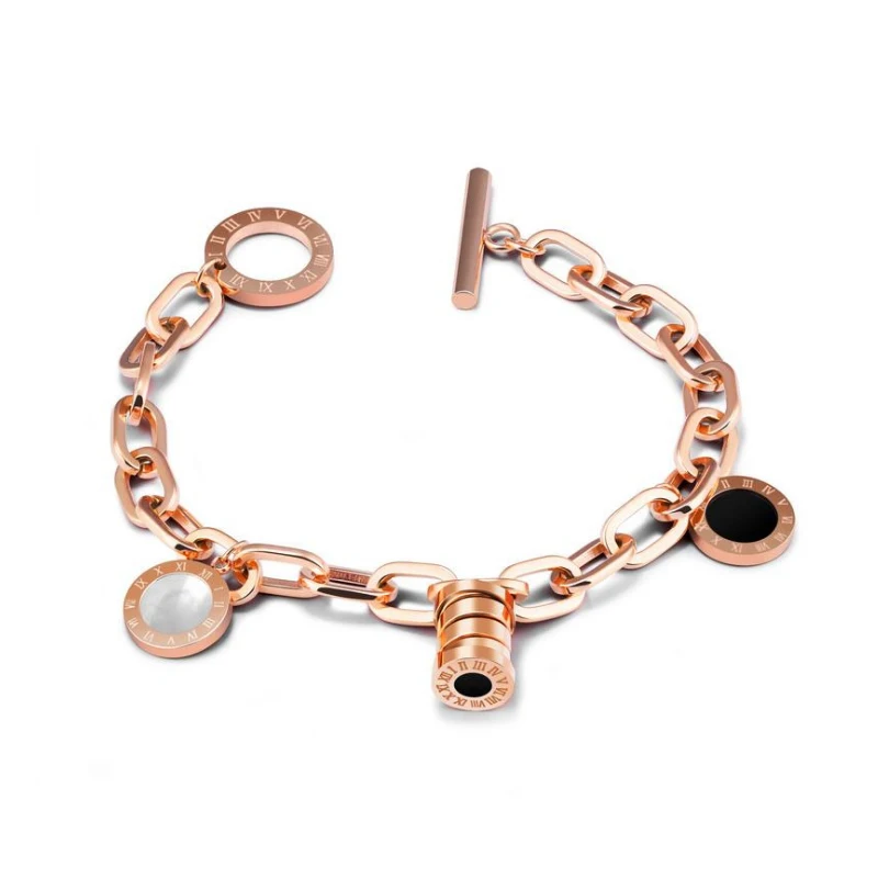 Горячая Распродажа, очаровательное кольцо, браслеты и браслеты для женщин и девушек, розовое золото, металлические браслеты, Модные женские ювелирные изделия VB815