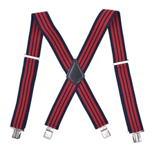 Новинка, Лидер продаж, подтяжки в красную полоску, широкие, 5 см., подтяжки для мужчин, 4 зажима, X Back, эластичные, деловые, мужские подтяжки для рубашки