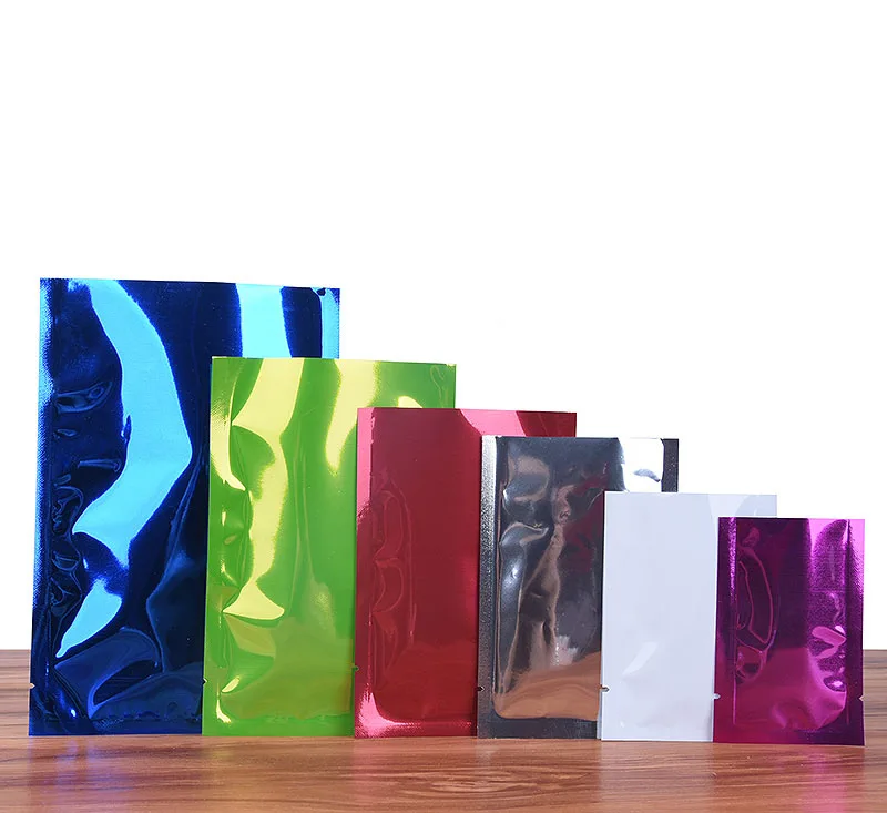 100 шт цветная фольга пищевая пластиковая упаковка плоские Упаковочные пакеты с логотипом напечатанные мешки алюминиевая фольга сумка для хранения