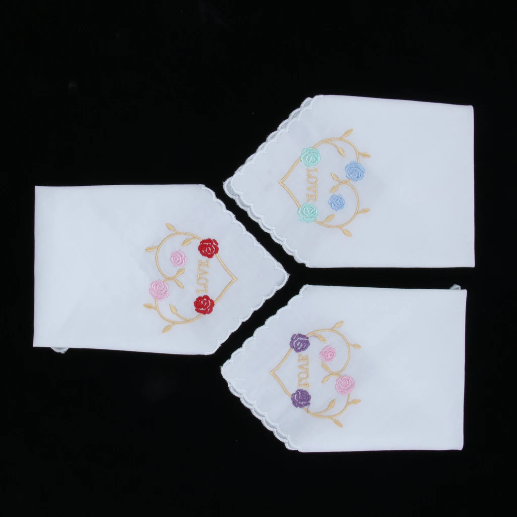 3 шт. женский Красивый хлопковый Цветочный платок для свадебной вечеринки тканевый носовой платок