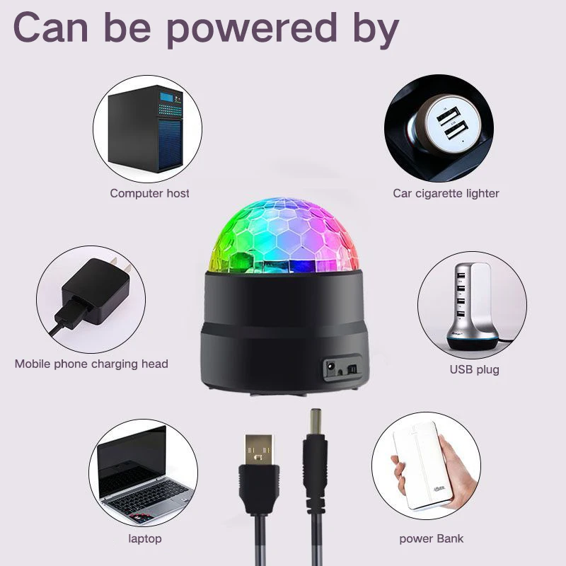 Мини диско шар светильник USB светодиодный бар сценический светильник ing RGB звуковая активация DJ проектор вечерние светильник s для автомобиля дома KTV