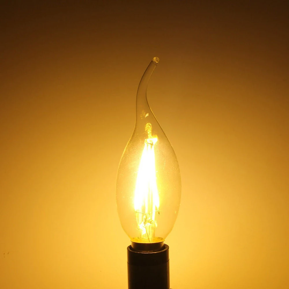 10pcs LED 전구 E14 4W/6W 디밍이 가능한 에디슨 레트로 필라멘트 촛불 AC220V C35 따뜻한/차가운 흰색 360 학위 에너지 절약 램프