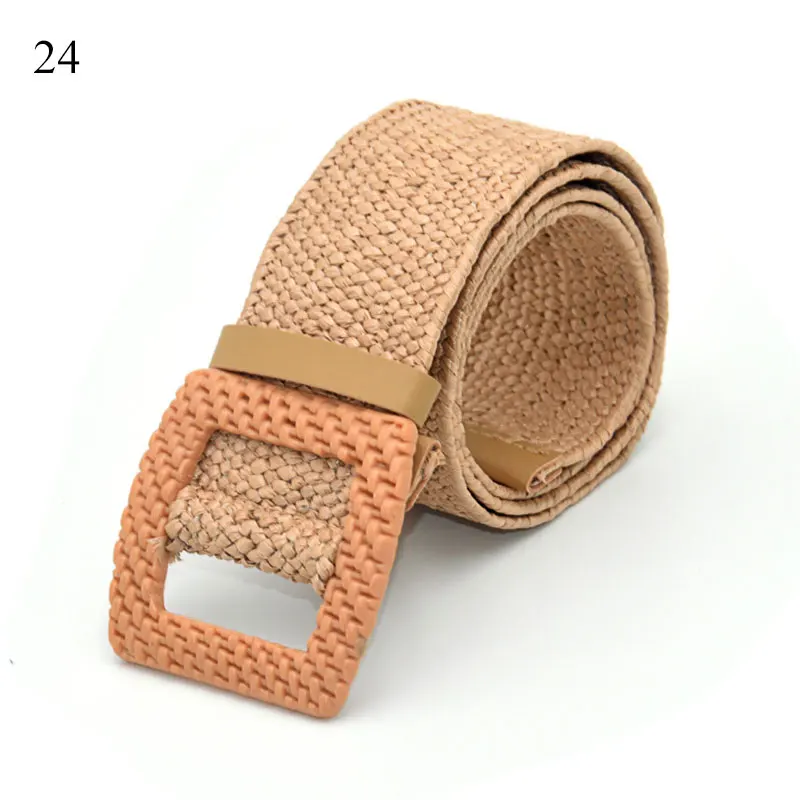 Summer Khaki Brown Female Belt Wooden Buckle Dress Jeans Belt Leopard Snake Printed Buckle Straw Wide Belts For Women Bohe Belt plus size belts for women