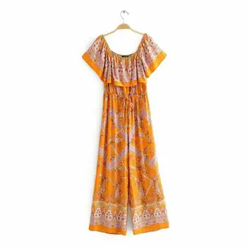 

Summer Boho Floral Printted Jumpsuits Women Casual Short Sleeve Jumpsuits