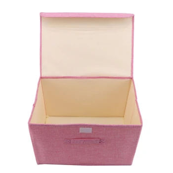 

Foldable Cotton Linen Cloth Laundry Storage Basket CD Storage Boxes Toys Organizer With Lids And Handles Washable Household Tool