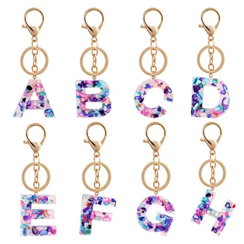

1PC KEYRING 26 English Word English Letter Keychain Glitter Acrylic A TO Z Handbag Charms For Woman Gift