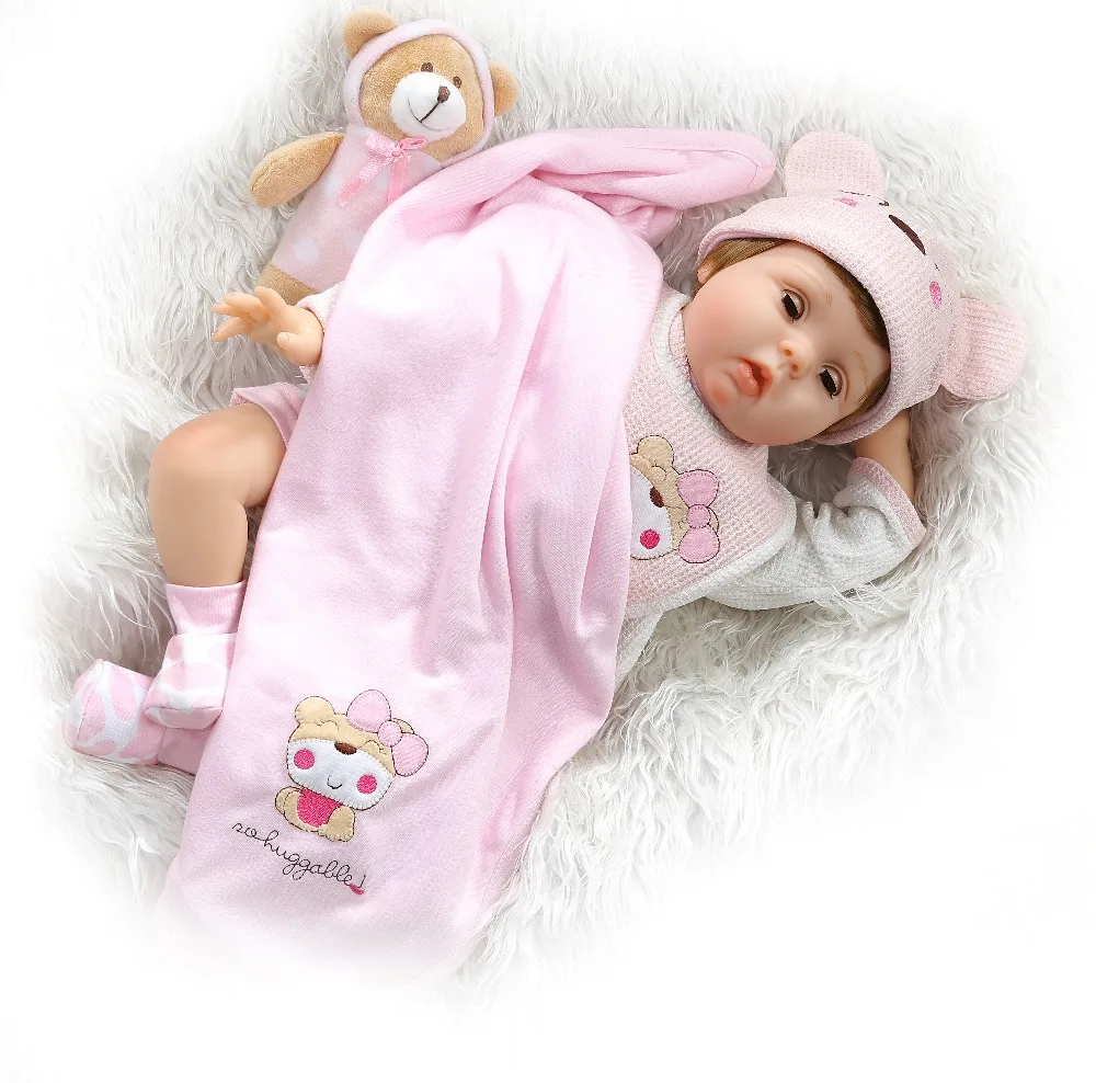 NPK 55 см Мягкая кукла bebe reborn baby Мягкая кукла из силикона глаза мигает милая девочка подарок на день рождения