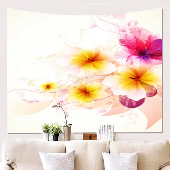 

Black Blossoms Beautiful Flower Wall Hanging Floral Tapestry Fabric Wallpaper Home Decor Twin Size