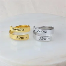 

Personalized Two-Layer Name Ring Stainless Steel Fashion Ladies Jewelry Adjustable Ring Exquisite Gifts anillos mujer