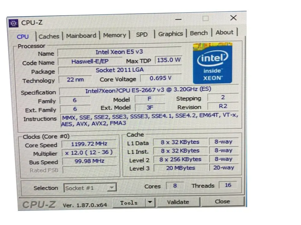 Intel Xeon E5-2667V3 QS версия Процессор E5 2667V3 3,2 GHz 8-ядерный 20 м LGA2011-3 135W E5 2667 V3