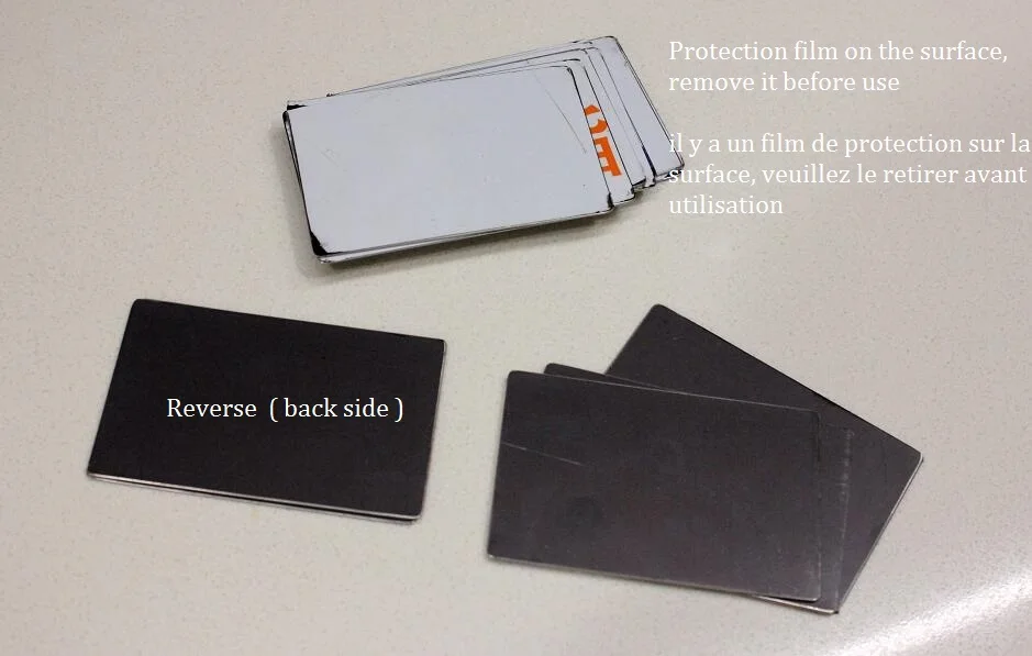 Thickness 0.5mm Black Stainless Steel Single Side Metal Business Cards For Laser Engraving Size 88*53mm