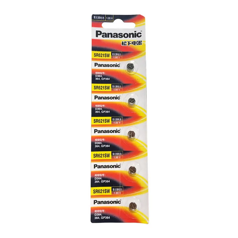 3 шт./лот Panasonic 364 1,55 V SR621SW AG1 364 164 D364 L621 оксида серебра часы Батарея 6,8*2,1 мм батарея монетного типа для часов