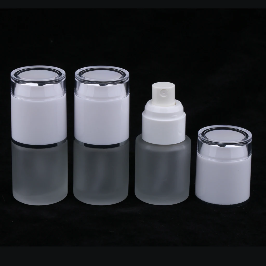 3 Pcs 20ml Empty Airless Lotion Cream Pump Glass Container,  Cosmetic Bottle Dispenser, Travel Containers