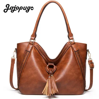 

2020 Fashion Bags for Women Oil Wax Leather Designer Tassel Handbag Korean shoulder Bag for Ladies #ST0012