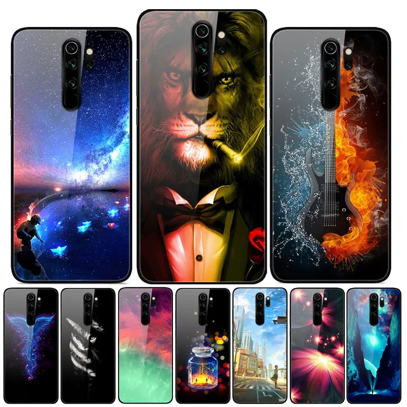 Чехол для Xiaomi Redmi Note 8 Pro чехол для телефона с милым львом из закаленного стекла, жесткий чехол для телефона Redmi Note 8 Note8 Pro, бампер из ТПУ