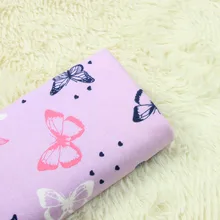 Розовая однотонная ткань из чистого хлопка для шитья своими руками, лоскутный материал, принт с бабочкой из мультфильма, хлопковая однотонная ткань для домашнего текстиля, платья