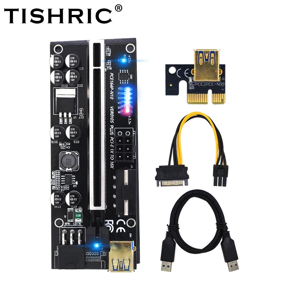 Кабель-переходник TISHRIC Pcie Riser 010s Plus Pci-e 16x кабель Pci Express USB 3 0 кабель-переходник для