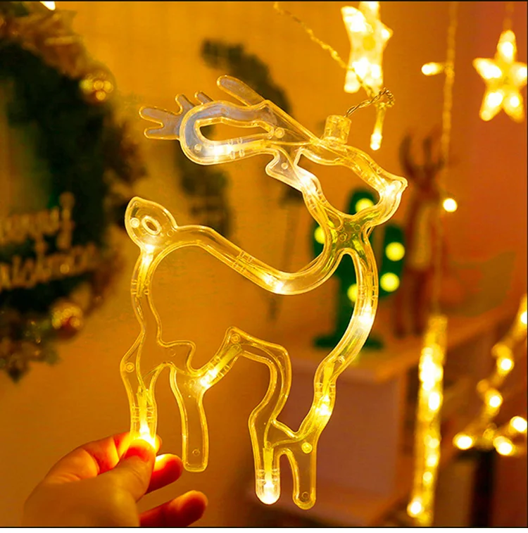 Занавеска Сказочный струнный светильник светодиодный Рождественское украшение для дома гирлянда Рождественский светильник декор для рождественской елки Navidad орнамент подарок