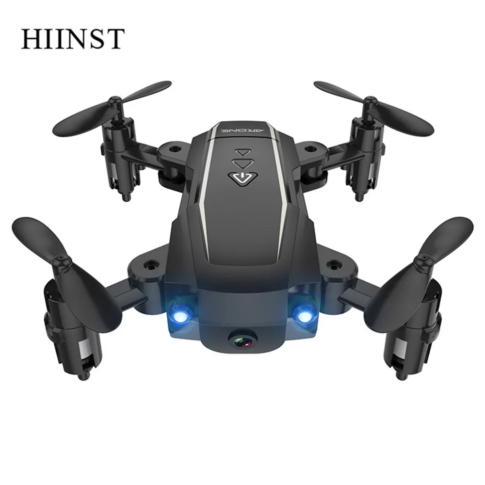 Hiinst 2,4G Радиоуправляемый Дрон 2K HD камера Дрон wifi FPV длительный срок службы складной Радиоуправляемый квадрокоптер с USB пропеллером вертолет дистанционного управления - Цвет: Черный