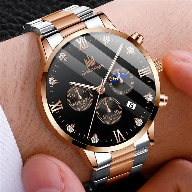 Sharms Reloj Hombre, мужские часы с бриллиантами, роскошные часы из нержавеющей стали, деловые часы, мужские кварцевые наручные часы, Relogio Masculino