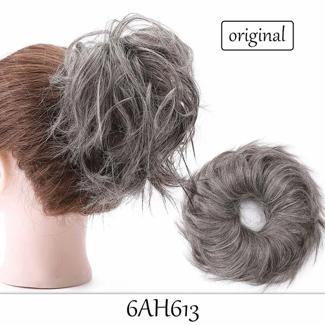 HAIRRO 80g Straight Donut Chignon Hairpieces Synthetic Ombre Elastic Updo Chignon Fluffy Messy Scrunchies Hair Bun For Women 6AH613-45g