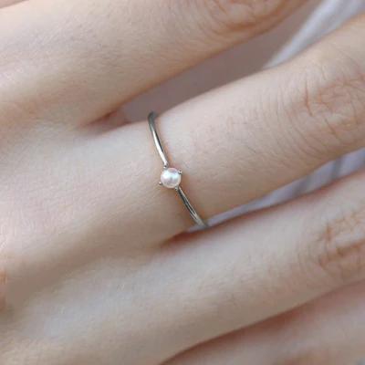 WhiteGold Color 082 ZHOUYANG, кольцо для женщин, тонкое мини жемчужное кольцо, минималистичное, Базовый стиль, светильник, желтое золото, цвет, модное ювелирное изделие KBR010 - Цвет основного камня: WhiteGold Color 082