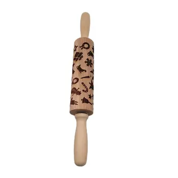

Christmas Rolling Embossing Pin Dough Engraved Roller Christmas Decoration Dessert Tools Baking Embossed Cookie Props