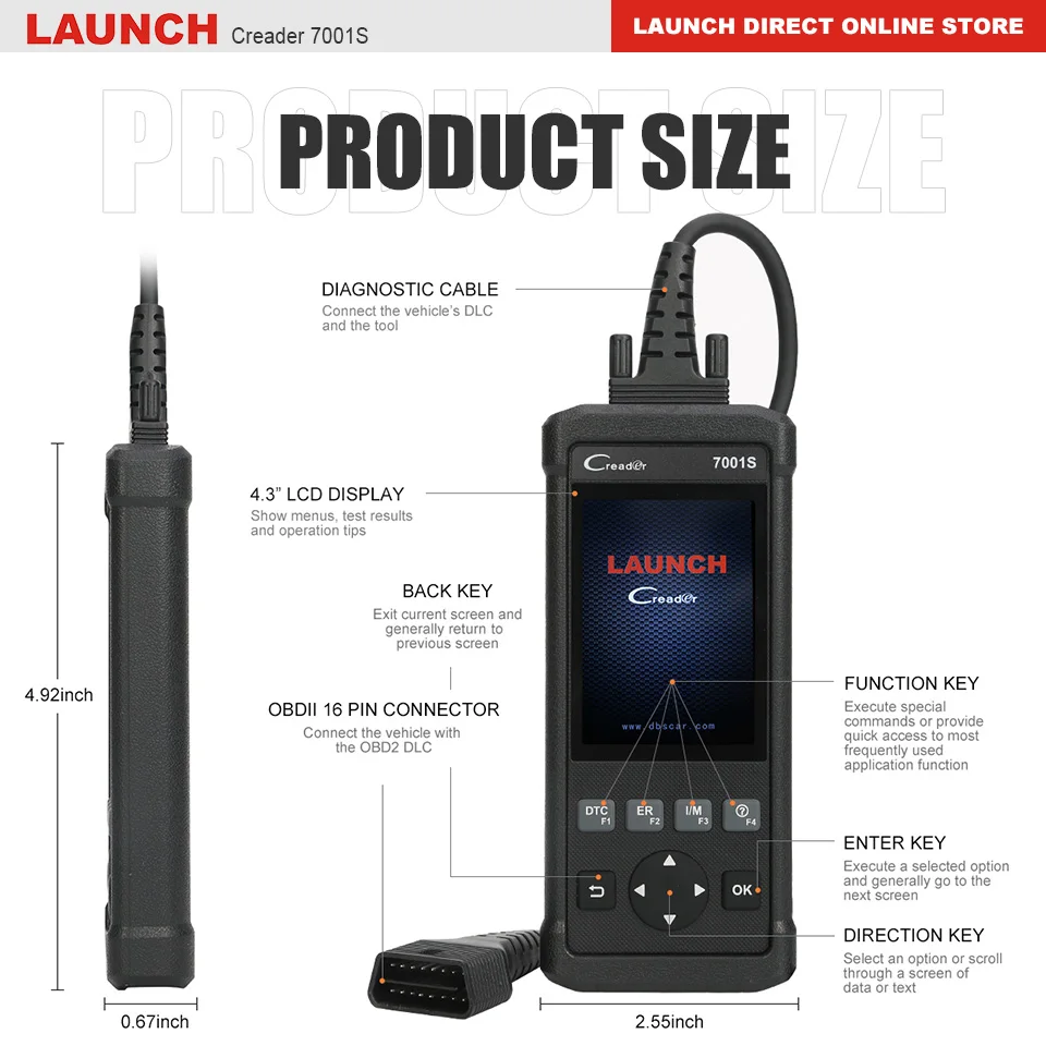 launch Creader 7001S OBD2 сканер автомобильный диагностический инструмент ABS SRS