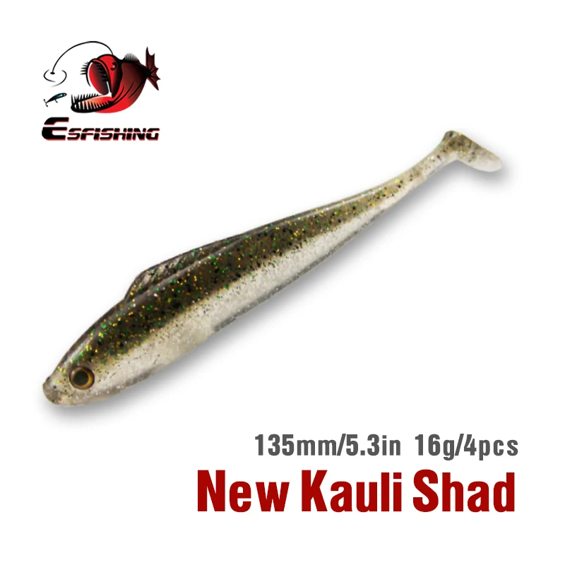 KESFISHING Новый Каули Шад 135мм Большие Приманки Рыболовные Мягкая Приманка Комплект Песка Swimbait Форель Щука