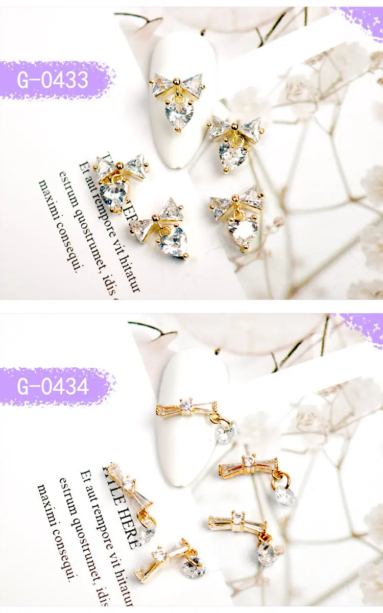 10 stücke Luxus Bogen Schmetterling Flügel Zirkon Kristalle Strass Nagel Schmuck Nail Art Dekorationen Nägel Zubehör Charms Lieferungen – Detail 13