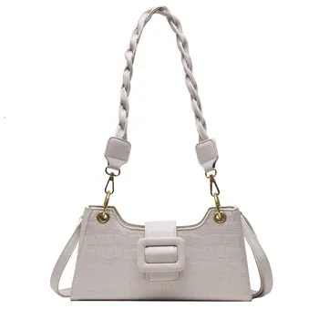 

Fashion Women Shoulder Bag Crocodile Pattern Simple Ladies Handbag Square Ladies Dating Bags Small White