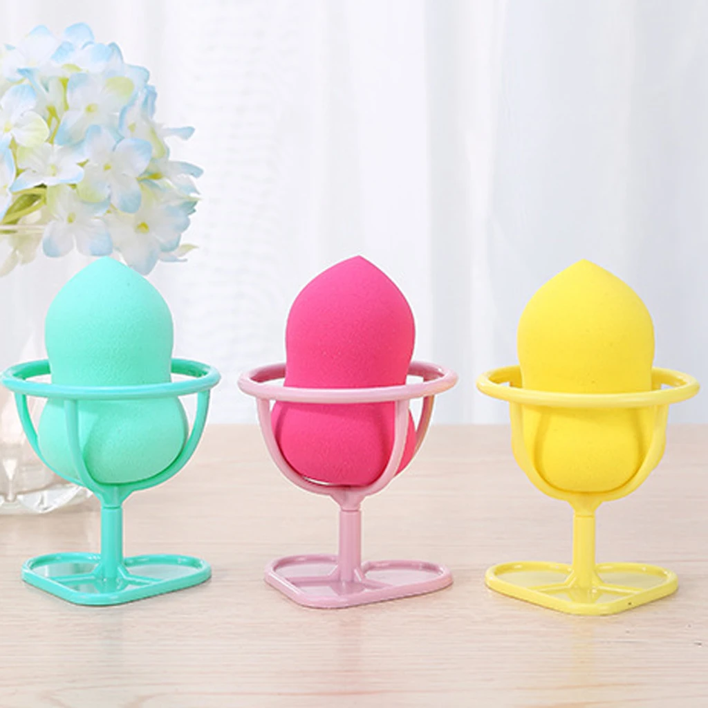 2x Makeup Foundation Sponge Blender Blending Puff Powder Beauty Make Up Sponges with Holder Stand (Random Color)