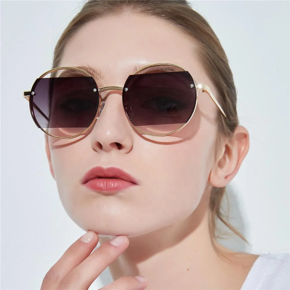 unique sunglasses Stylish round gradient color hollow lenses Ladies fashion sunglasses