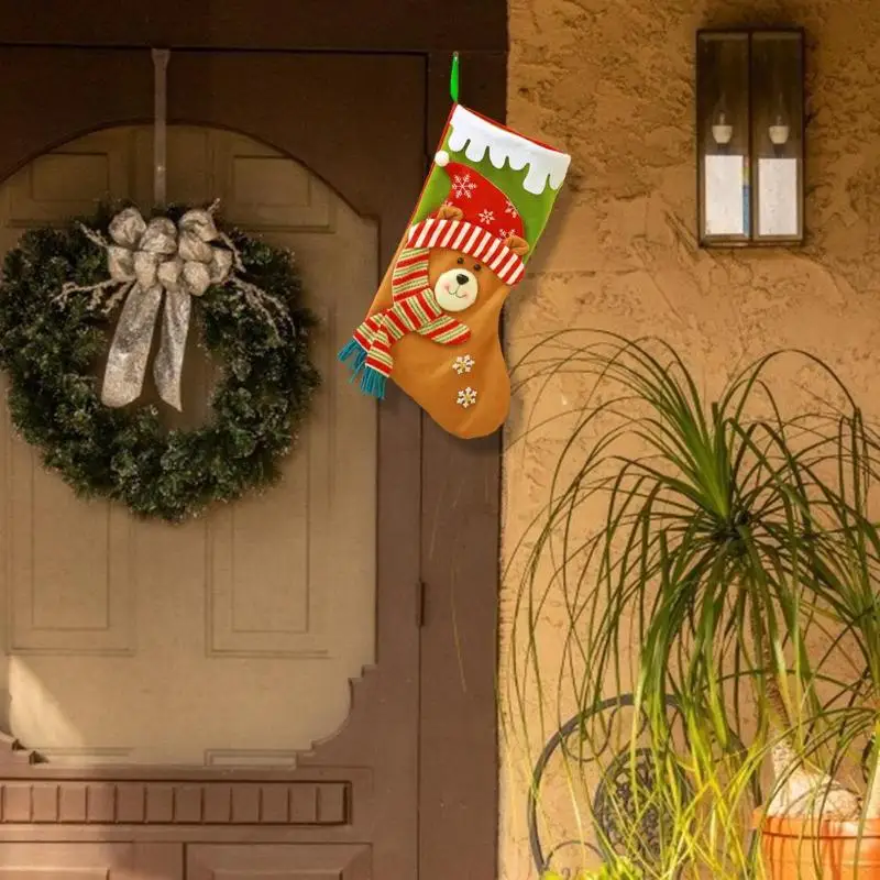 Noel Christmas Stocking Pendant Sock Santa Claus Candy Gift Bag Xmas Tree Hanging Decor Christmas Decorations for Home