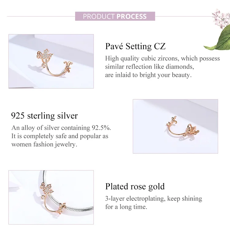 MOWIMO 925 пробы, серебряные, розовые, золотые бусины в виде цветов, 925 Подвески, подходят к оригинальному браслету Pandora, Шарм для изготовления ювелирных изделий BKC1254