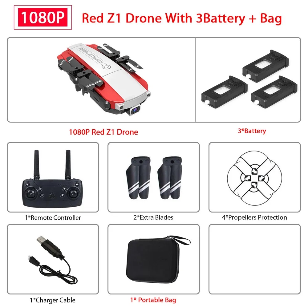 Z1 Wifi FPV мини-Дрон с камерой 1080P 4K HD Оптическое позиционирование потока управление жестами Rc Квадрокоптер Vs sg106 Visuo xs816 Дрон - Color: 1080P Red Z1 3B