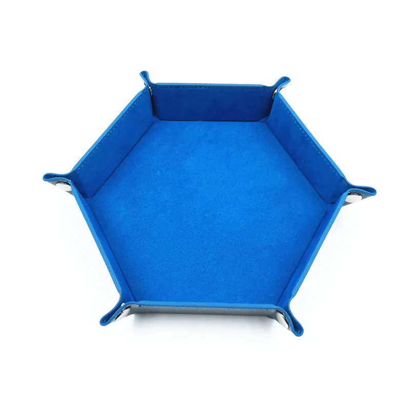 Игральные кости DND лоток dados de rol для хранения 14 цветов шестигранный бархатный тканевый Пинцет дисковый складной ящик для хранения pu лоток Настольный ящик для хранения - Цвет: Синий