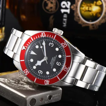 

41mm Corgeut Mechanical Watch red bezel luminous sapphire Black Men Automatic Sport Swim Clock Luxury Brand male Wrist Watch
