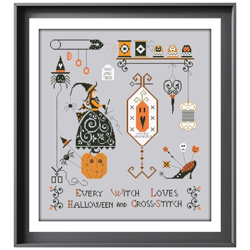

Набор для вышивки Хэллоуин с ведьмой, вышивка крестиком, серебристая вышивка на холсте 18 карат 14 карат 11 карат, рукоделие «сделай сам»